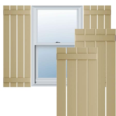 True Fit PVC, Four Board Spaced Board-n-Batten Shutters, Natural Twine , 23W X 58H